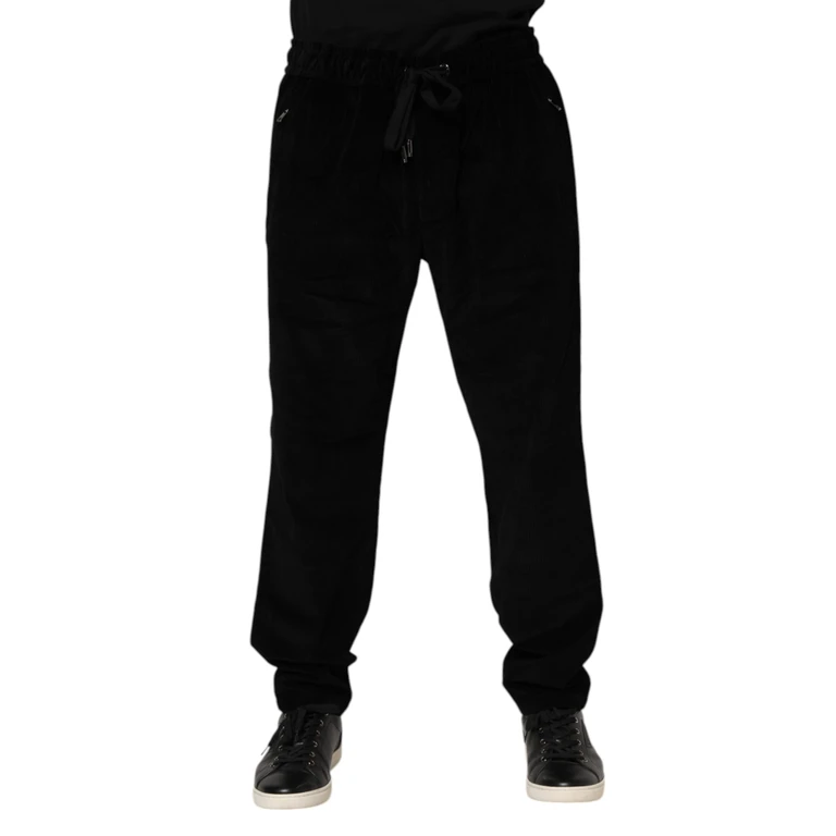 Dolce & Gabbana Black Cotton Men Jogger Sweatpants Pants - Men