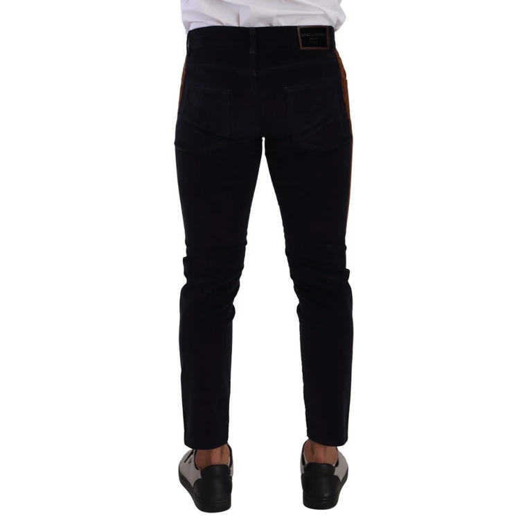 Blue Cotton Stretch Skinny Corduroy Jeans Elastane Clothing - Men