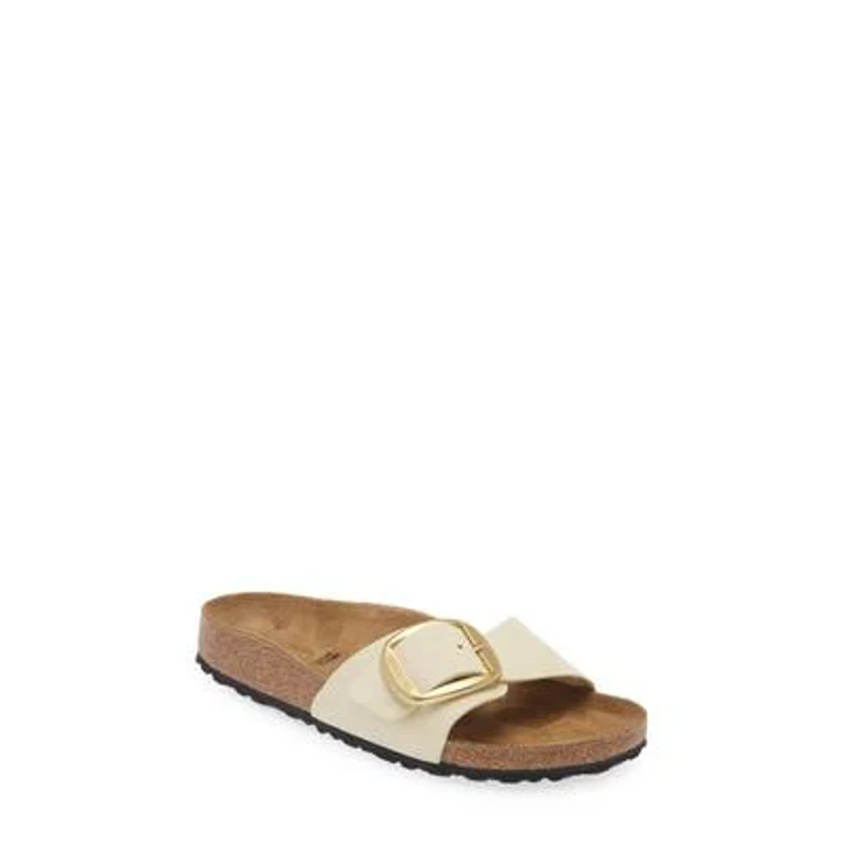Unisex Madrid Big Buckle Nubuk Leather Ecru