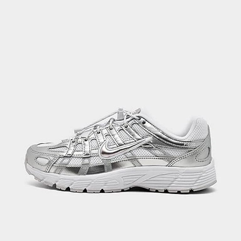 Big Kids P-6000 Utility Casual Shoes in White/Vast Grey/Metallic Silver Size: 3.5