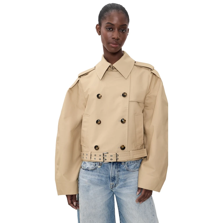 Double Cotton Belted Jacket Warm Sand 36