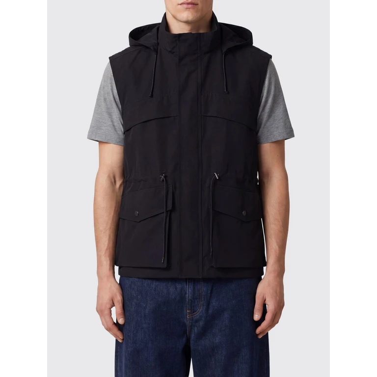 Technical Wool Vest with Flap Pockets and Concealed Closure (A26SV03WCBLK)