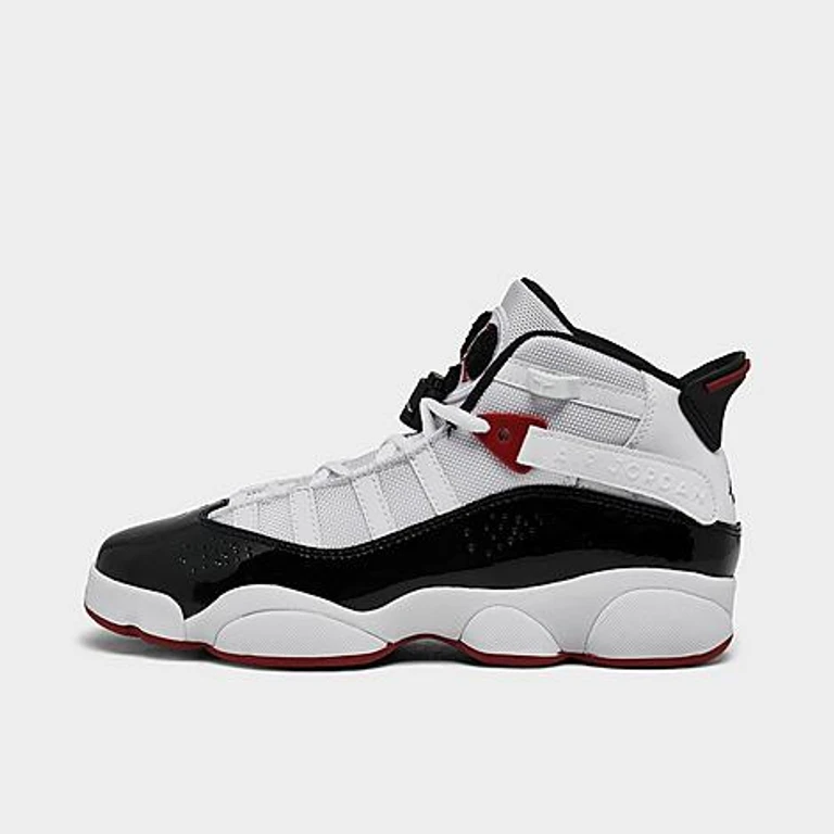Big Kids 6 Rings Basketball Shoes in White/Black/Varsity Red Size: 3.5