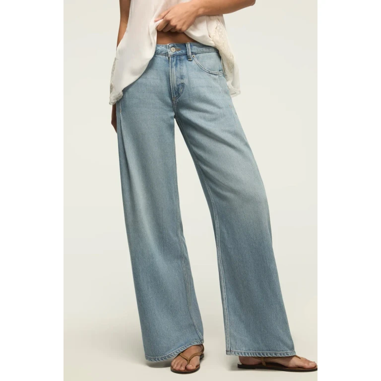Women's Pleated Liquid Denim Luxe Palazzo - River