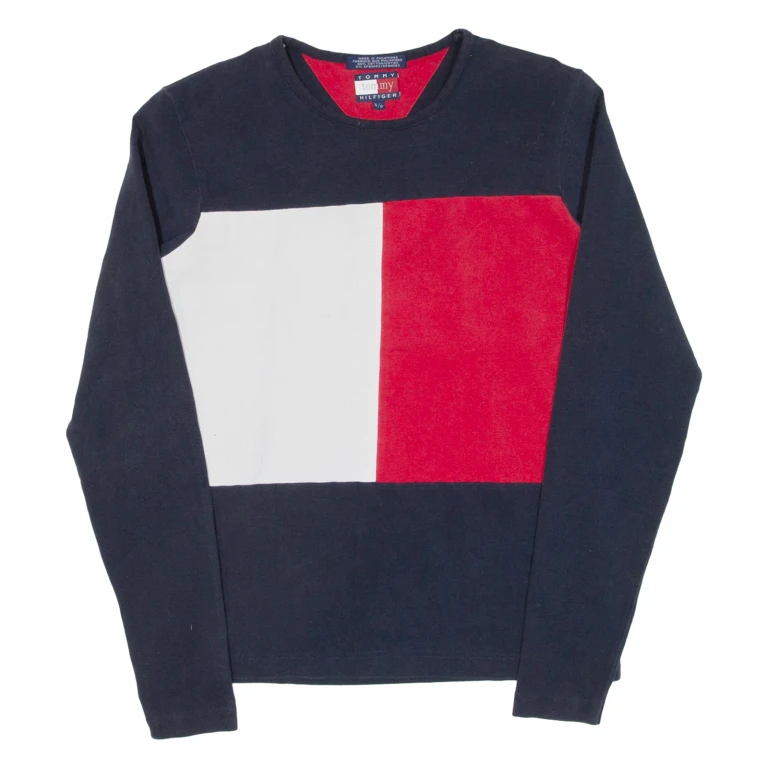 TOMMY HILFIGER Womens T-Shirt Blue Long Sleeve S