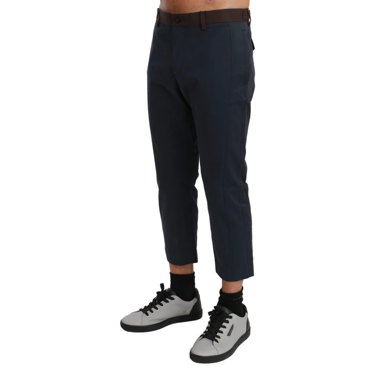 Dolce & Gabbana Brown Stripes Cropped Trousers Pants Cotton Nylon - Men