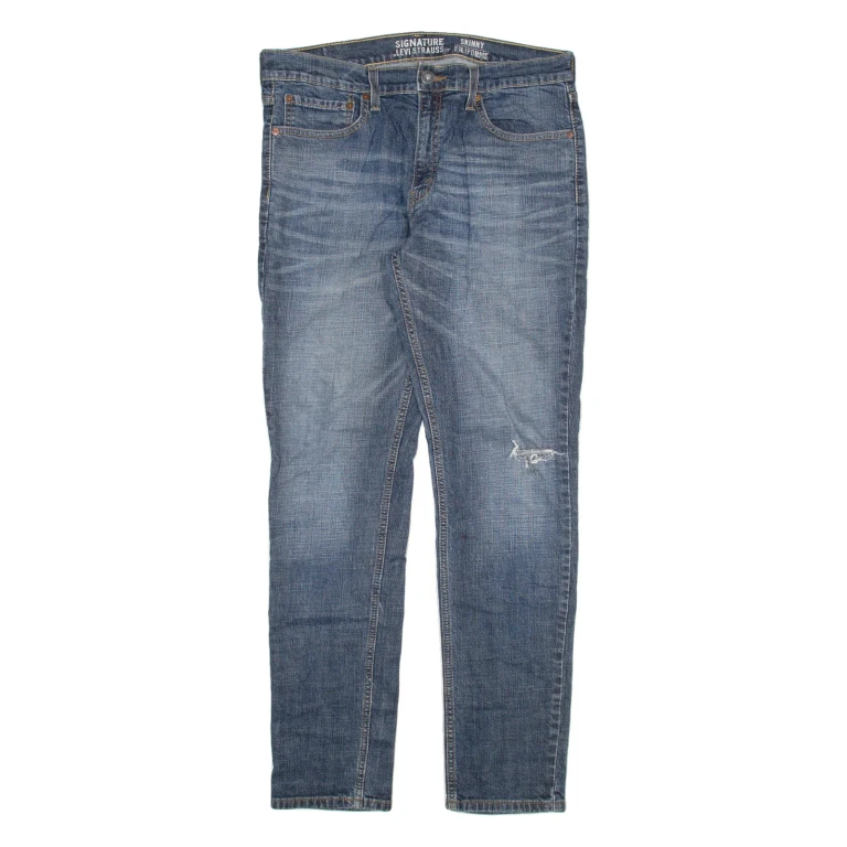 LEVI'S Signature Mens Jeans Blue Slim Skinny Stone Wash W34 L32