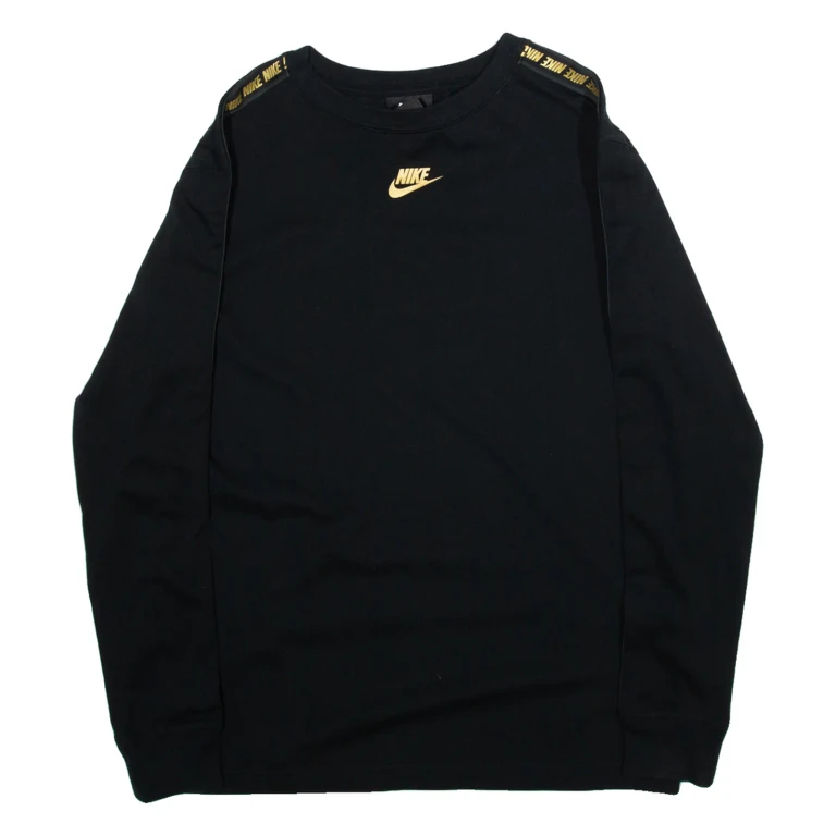 NIKE Mens T-Shirt Black Long Sleeve XS