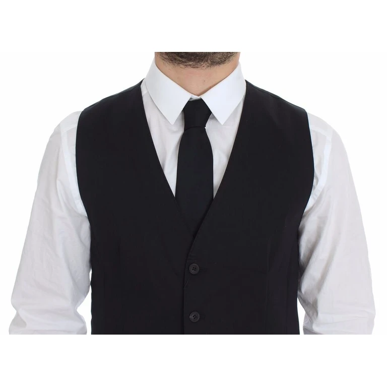 Dolce & Gabbana Blue Cotton Stretch Dress Vest Blazer - Men
