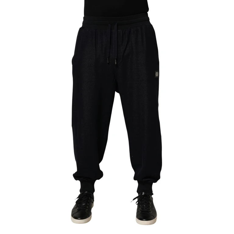 Dolce & Gabbana Black Cotton Blend Drawstring Jogger Pants Co+pl - Men