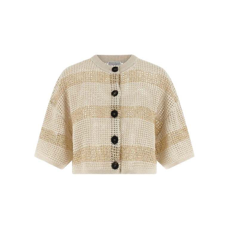 Brunello Cucinelli Beige Cotton Cardigan Clothing - Women