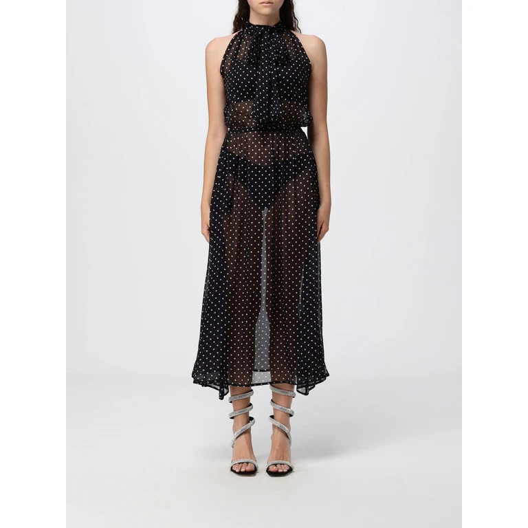 Taormina Polka-Dot Silk Chiffon Midi Dress with Halter Neck (TAORMINAMIDIDRESSSILK)