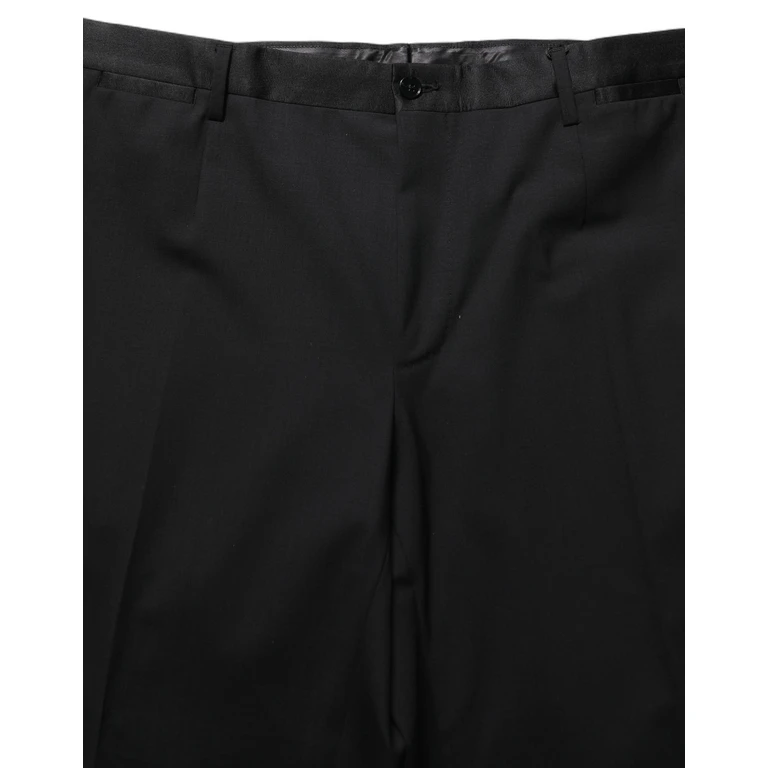 Dolce & Gabbana Black Wool Tapered Leg Dress Trouser Pants - Men