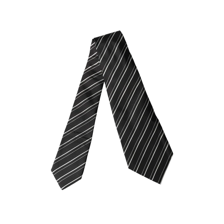 Dolce & Gabbana Black White Stripes Silk Adjustable Women Necktie Tie And - Women