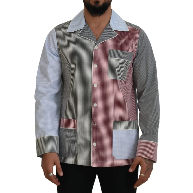 Dolce & Gabbana Multicolor Patchwork Cotton Long Sleeves Shirt - Men