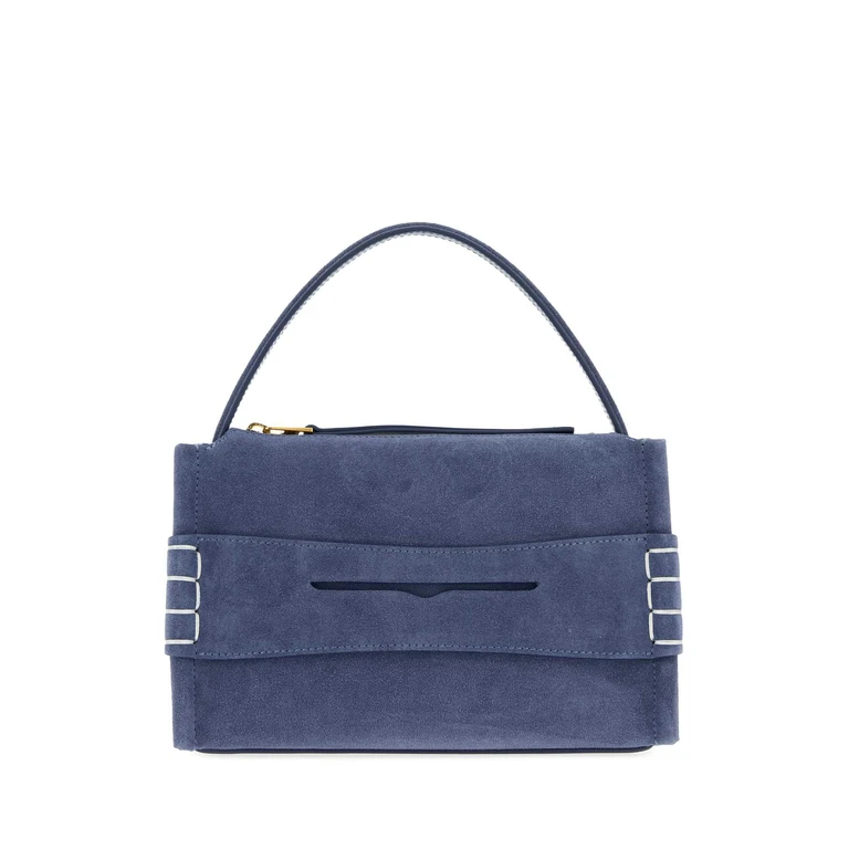 JW Anderson Blue Suede Leather Small Loafer Handbag Midblue Borse A Mano - Women