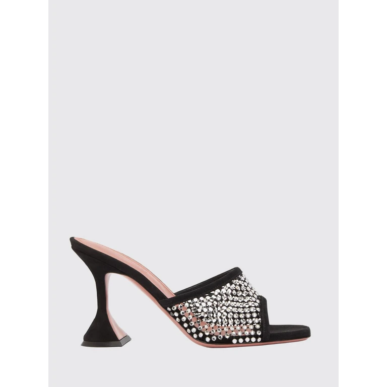 Heeled Sandal Woman color Black (LUPITACRYSTALNETSLIPPER70BLACKWHITE)
