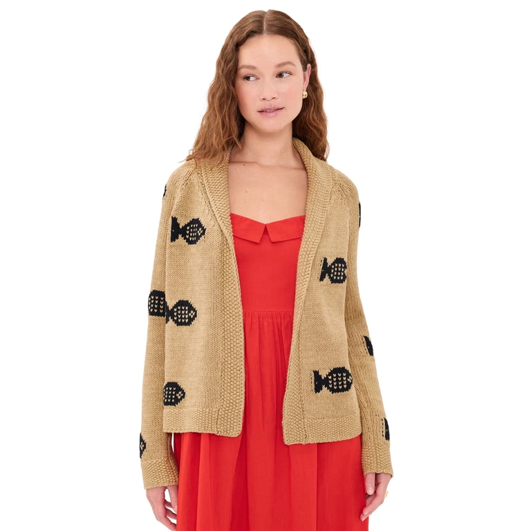 THE GREAT. The Swimming Fish Lodge Cardigan Natural 0