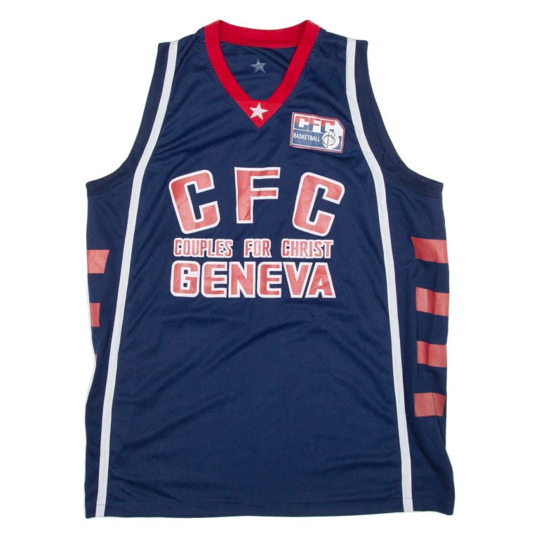 CFC BASKETBALL Mens Jersey Blue Sleeveless V-Neck L