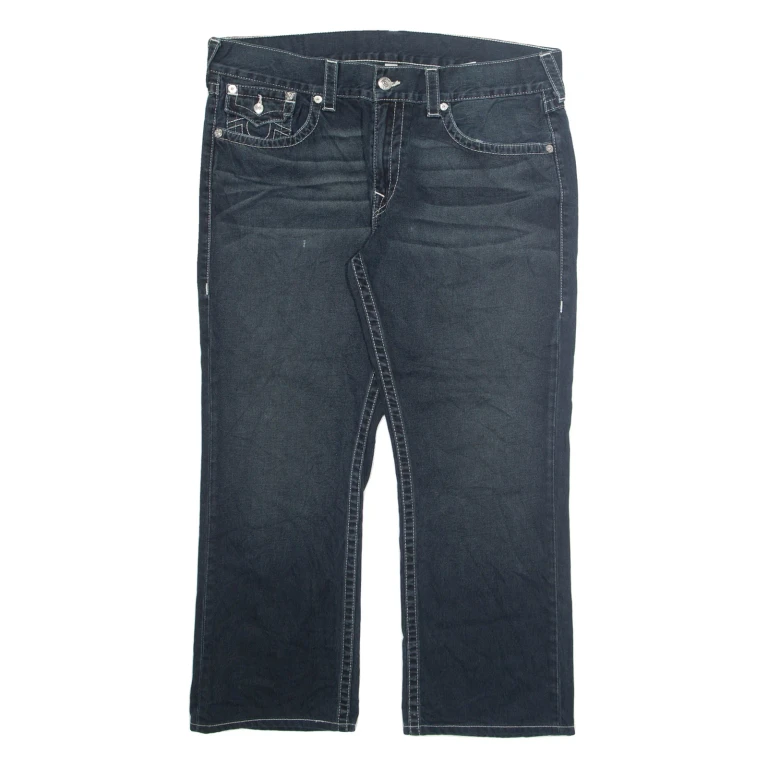 TRUE RELIGION Mens Jeans Blue Regular Straight Stone Wash W38 L28