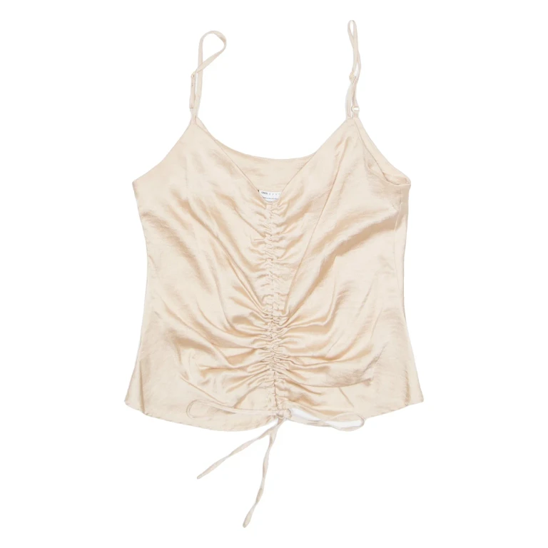 ASOS DESIGN Cropped Womens Camisole Vest Beige V-Neck UK 6