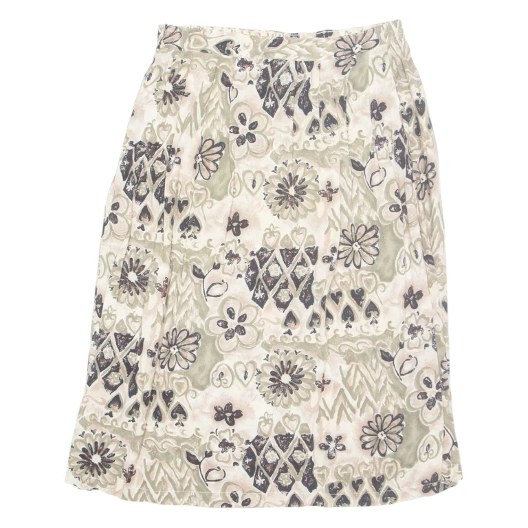 SAG HARBOR Womens Pleated Skirt Beige Midi 90s Floral M