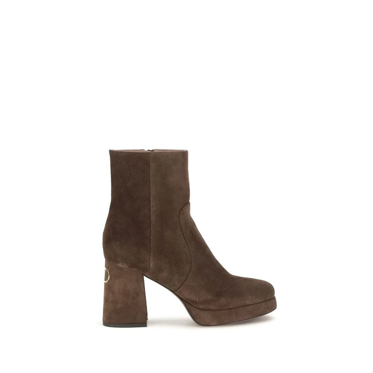 Valentino Garavani Brown Calf Leather Bos Taurus Ankle Boots - Women