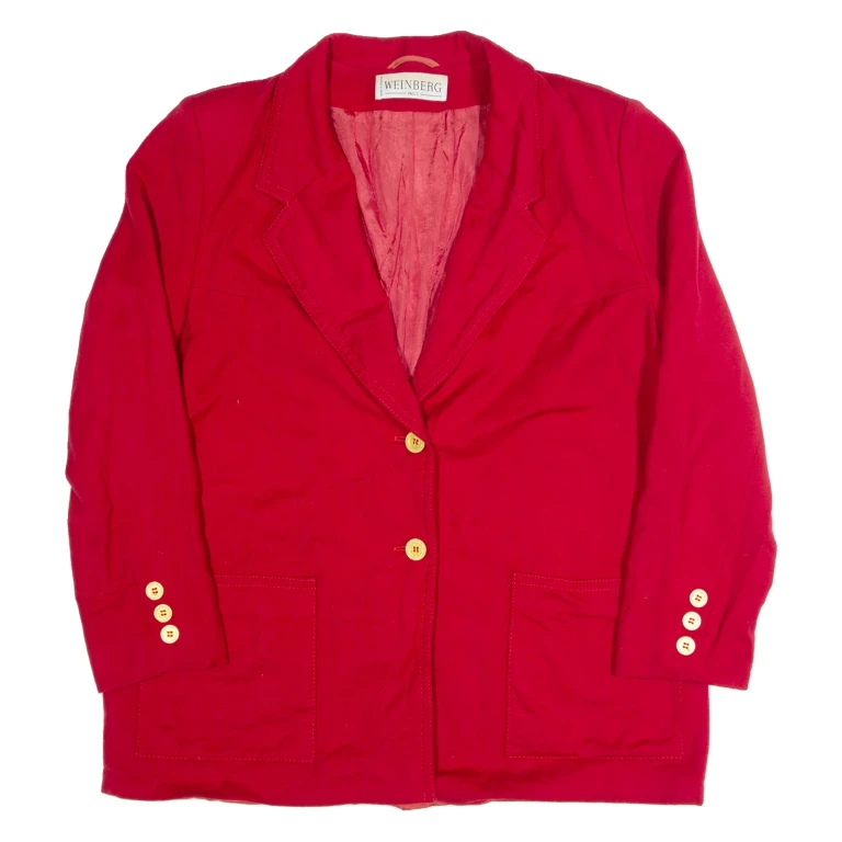 WEINBERG Womens Blazer Jacket Red Wool 90s M