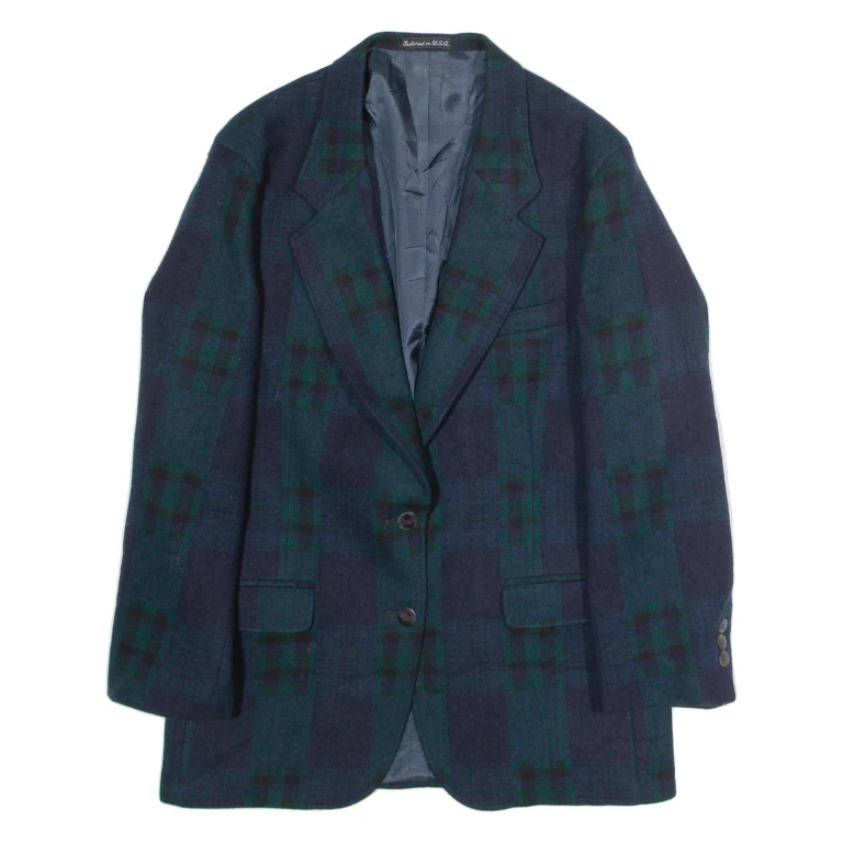 WOOLRICH Womens Blazer Jacket Blue Wool 90s Check S