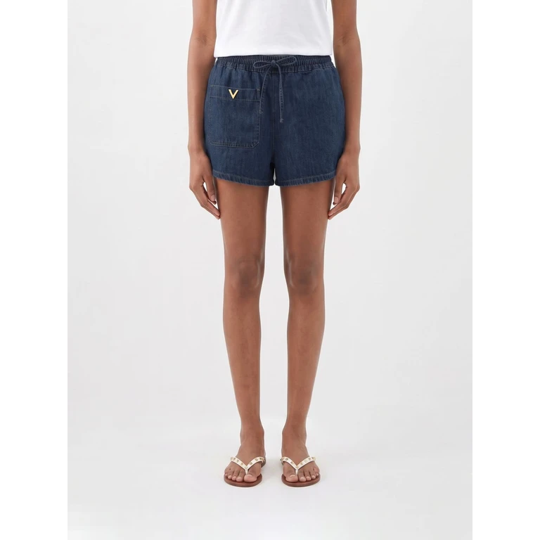 Cotton Denim Shorts with Drawstring Waist (DD22A9YA528)