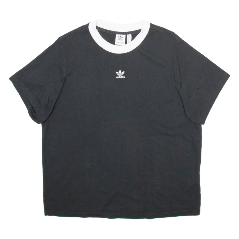 ADIDAS Womens T-Shirt Black UK 12
