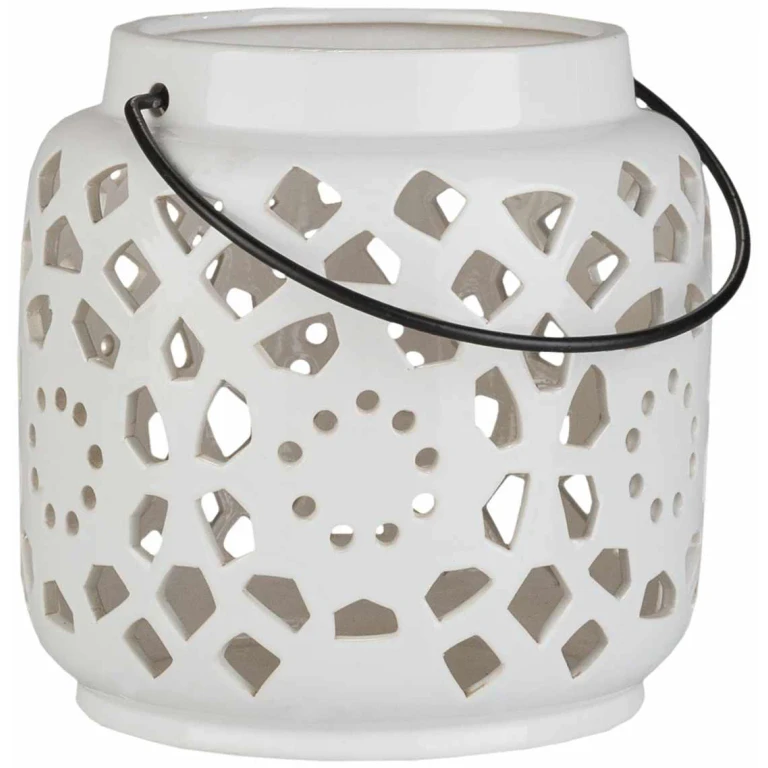 Sloughhouse White Ceramic Outdoor Lantern