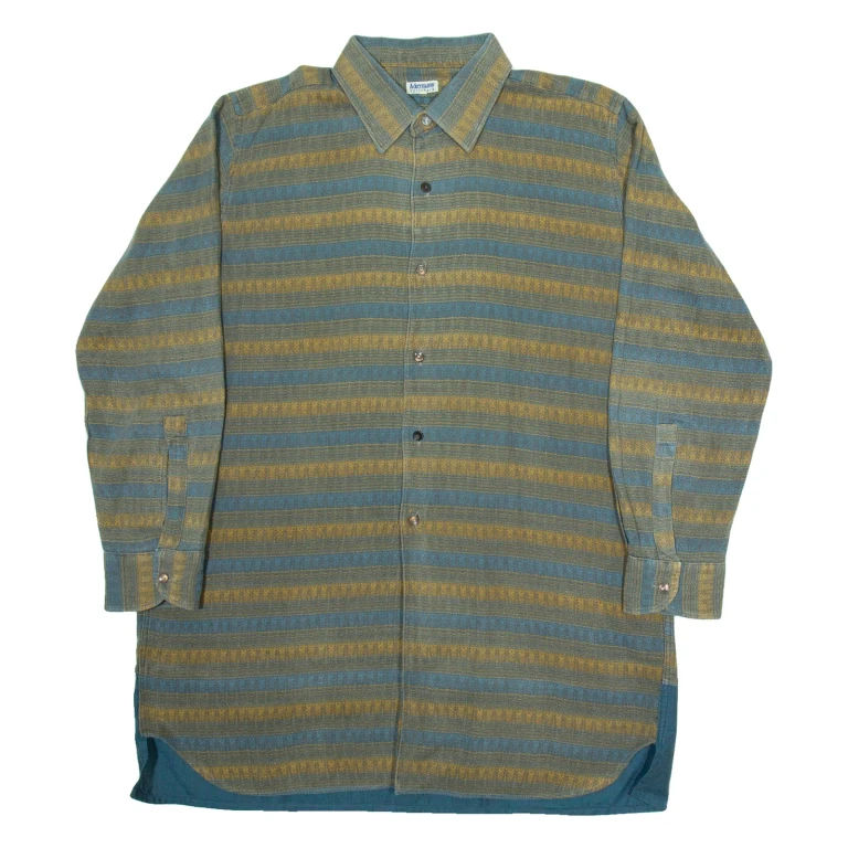 ACKERMANN Mens Shirt Grey Fair Isle Long Sleeve L