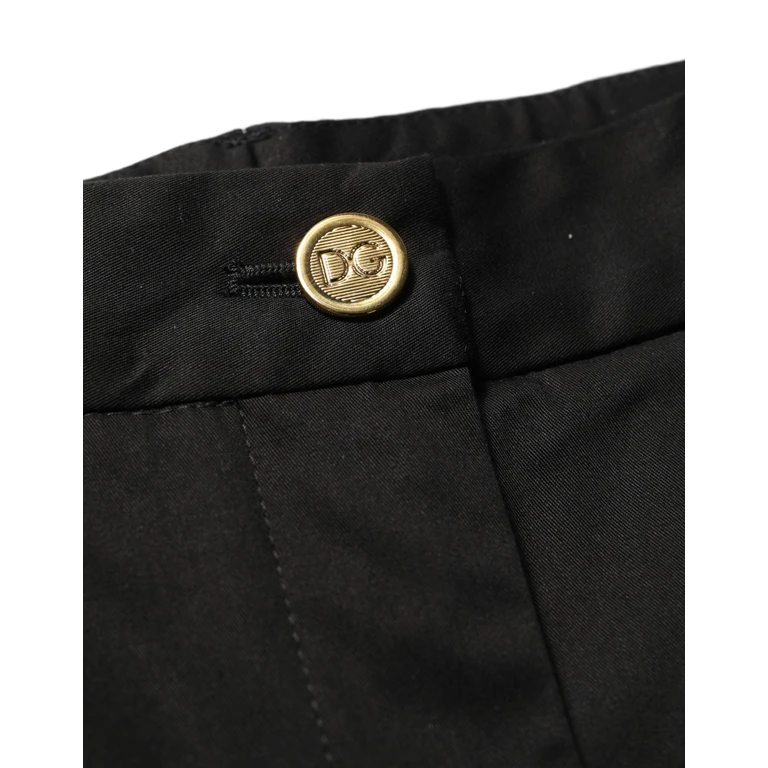 Dolce & Gabbana Black Tapered Leg Dress Cotton Trousers Pants Elastane - Women