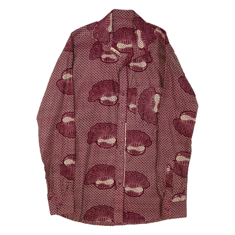 Womens Printed Shirt Maroon Collared Long Sleeve Geometric L