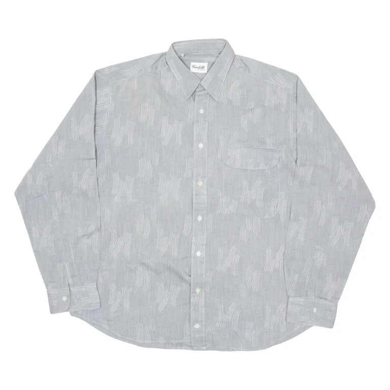 CARLETTI Mens Plain Shirt Grey Long Sleeve L