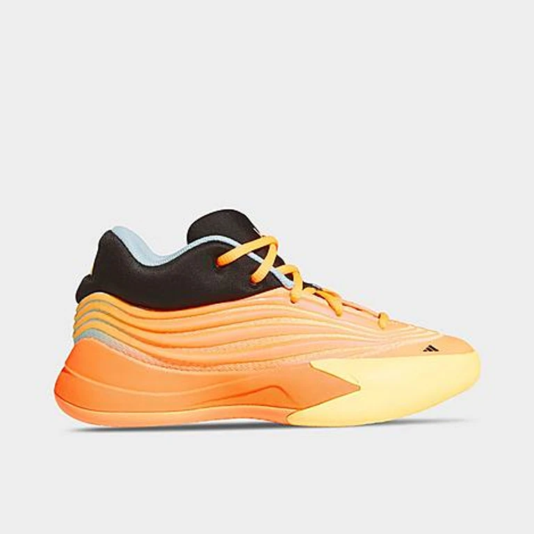 Big Kids Dame X Basketball Shoes in Lucid Orange/Ice Tangerine/Icey Blue Size: 3.5