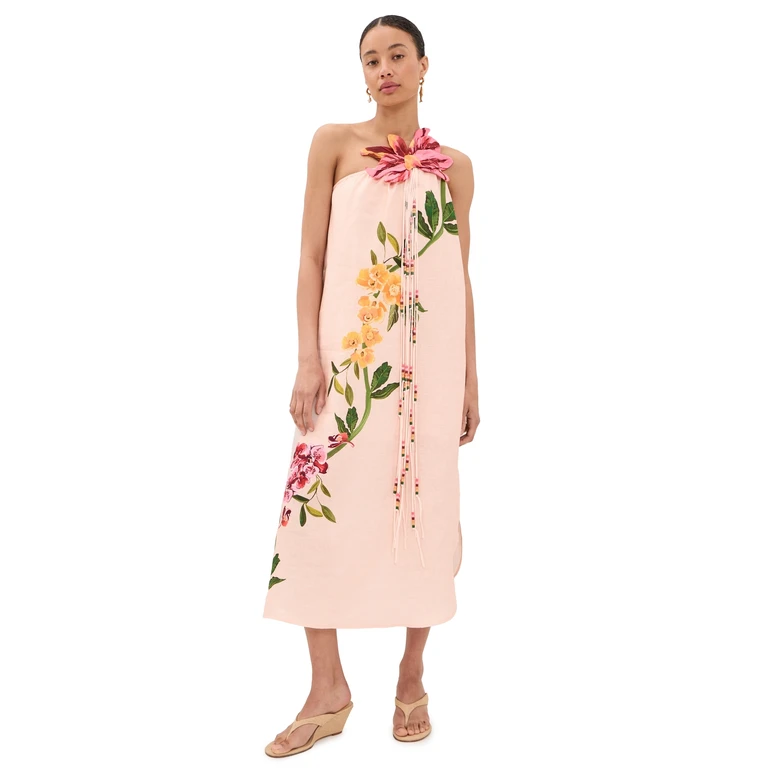 Garden Terrace Pink One Shoulder Maxi Dress Garden Terrace Pink M