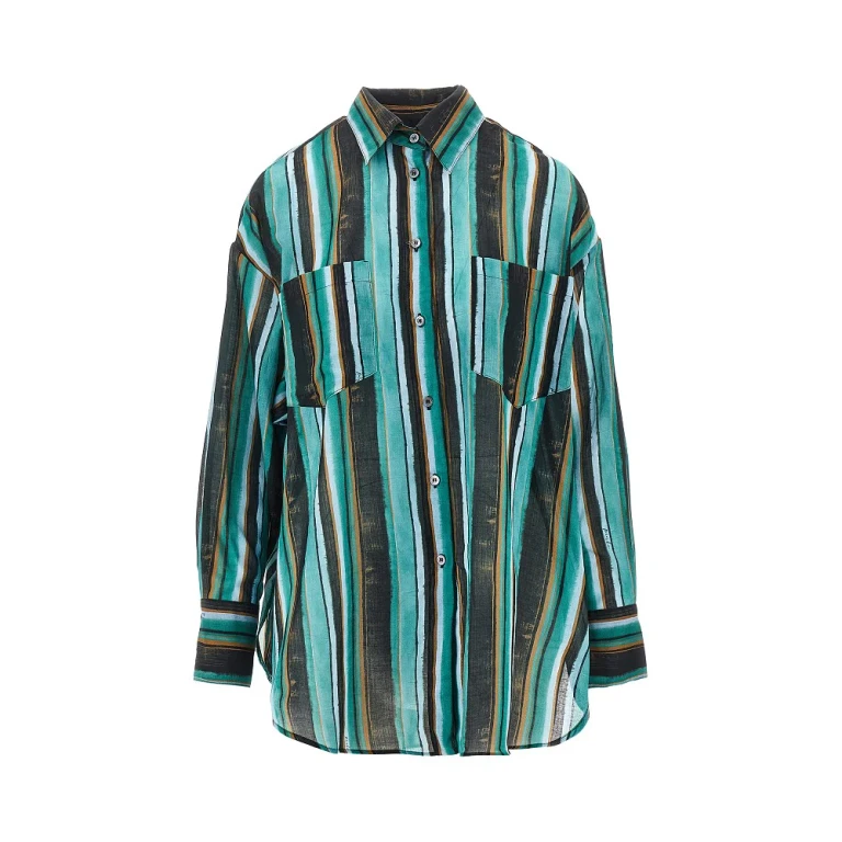 Striped print muslin shirt Woman XS