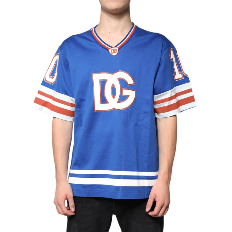 Dolce & Gabbana Blue Logo V-Neck Short Sleeve T-Shirt - Men