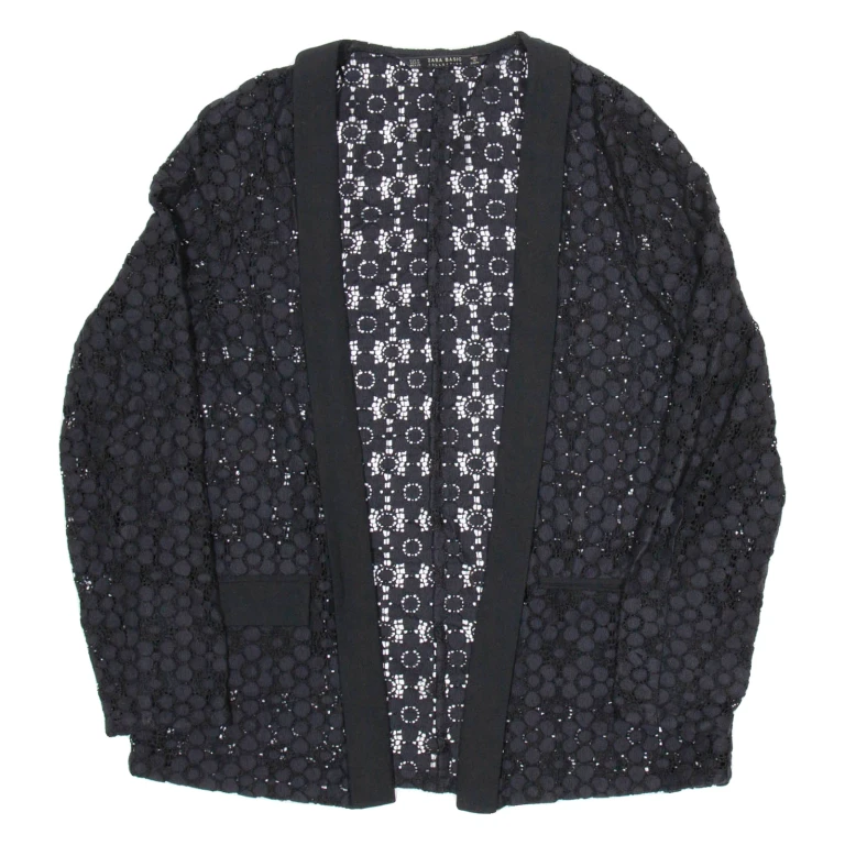 ZARA BASICS Womens Blazer Jacket Black Floral M