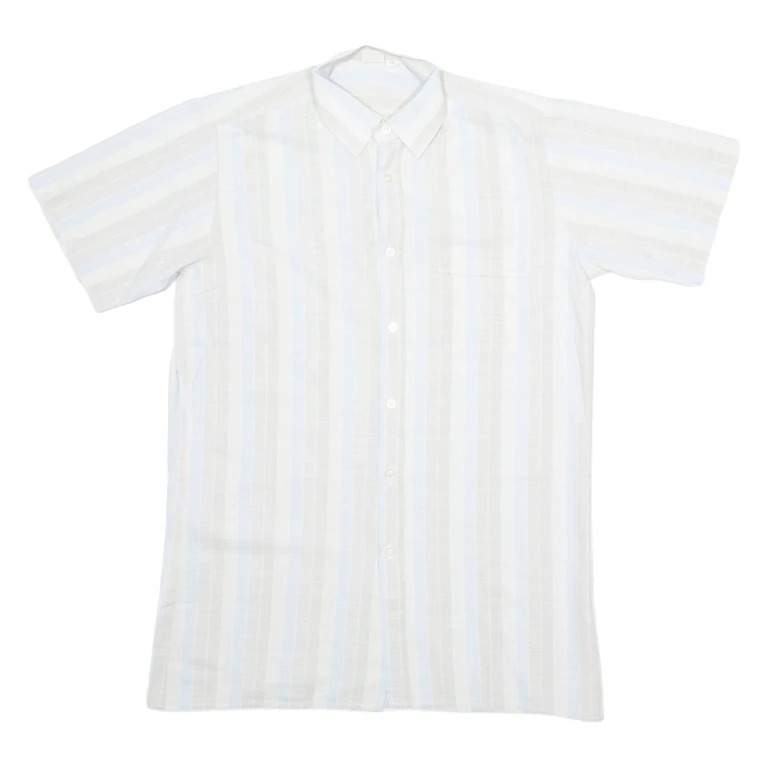 SAN MARCO Mens Shirt Grey Striped M