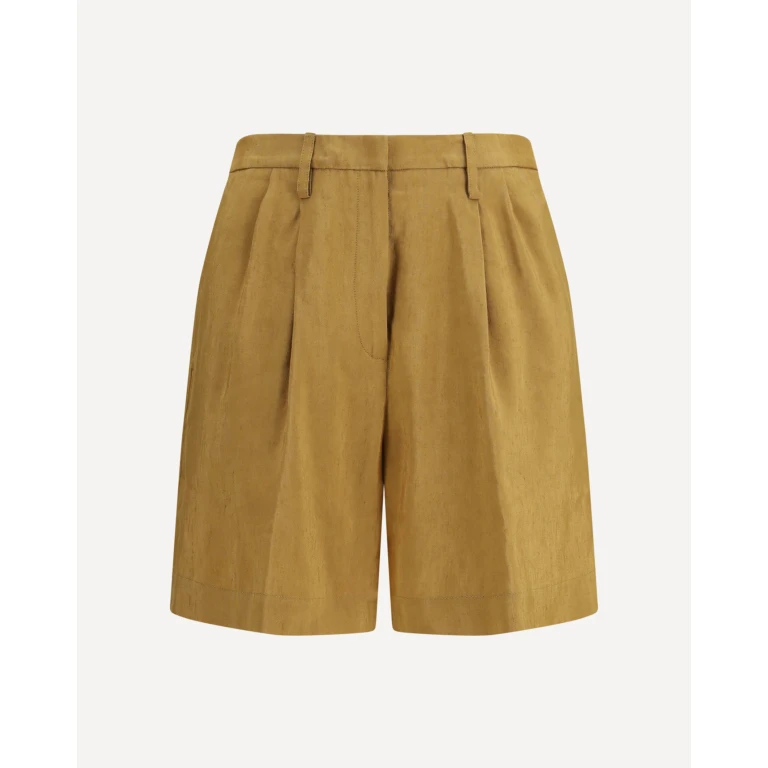 FORTE_FORTE Slubbed linen and viscose Bermuda Shorts with hook and zip closure Female 0