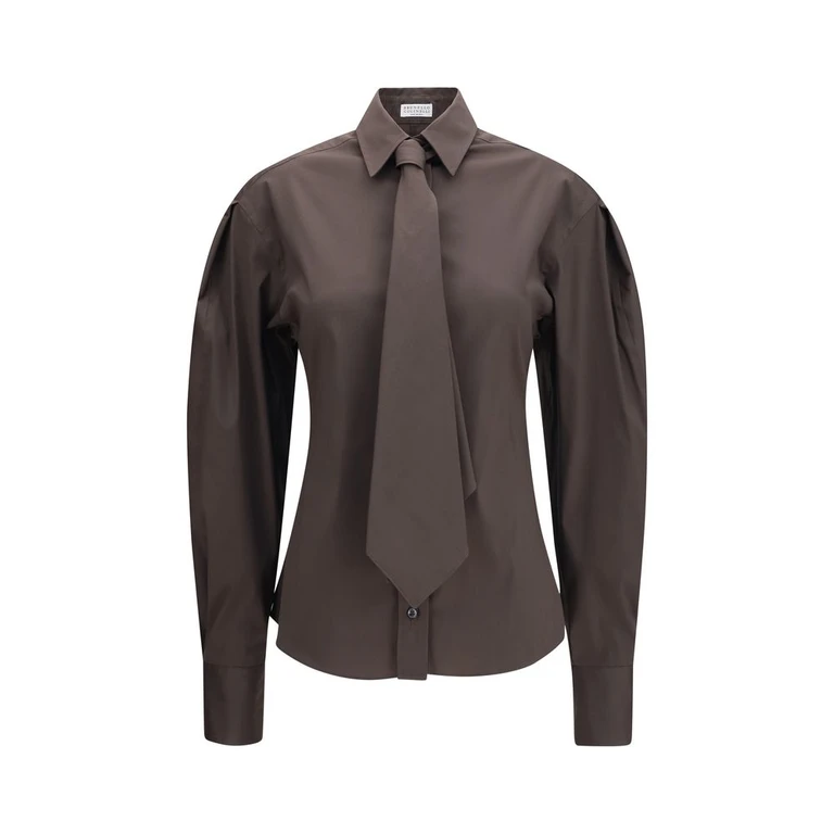Brunello Cucinelli Brown Cotton Dress Shirt - Women