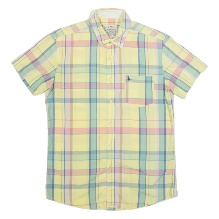JACK WILLS Mens Shirt Yellow Check M