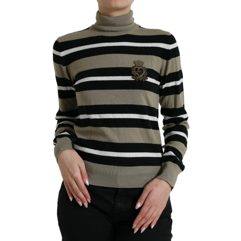 Dolce & Gabbana Multicolor Stripe Wool Logo Pullover Sweater Virgin Clothing - Women