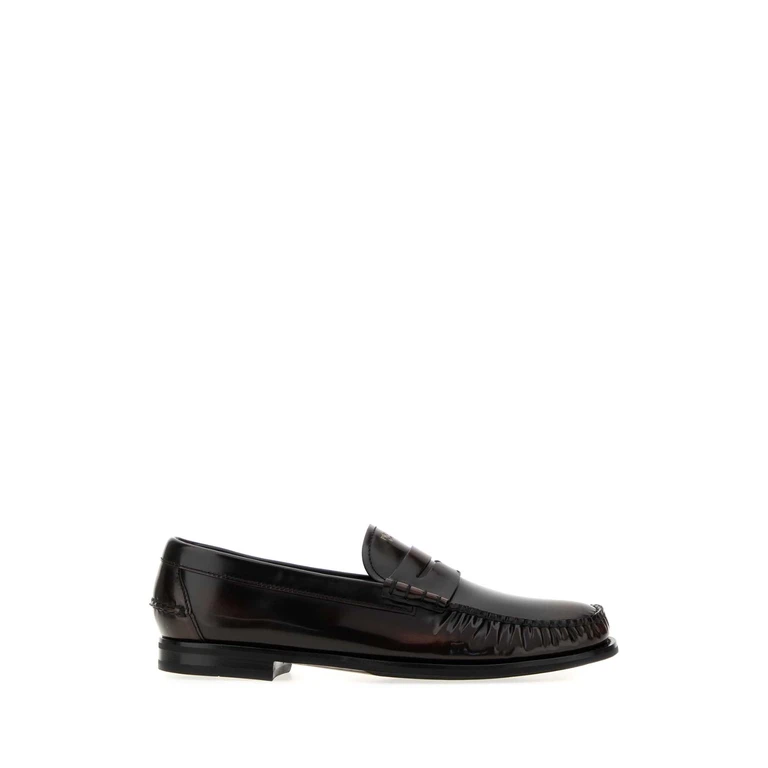 Prada Dark Brown Leather Loafers Bruciato Mocassini - Men