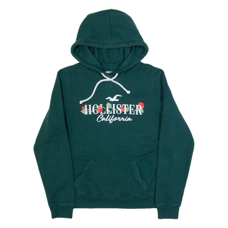 HOLLISTER Womens Green Hoodie USA S