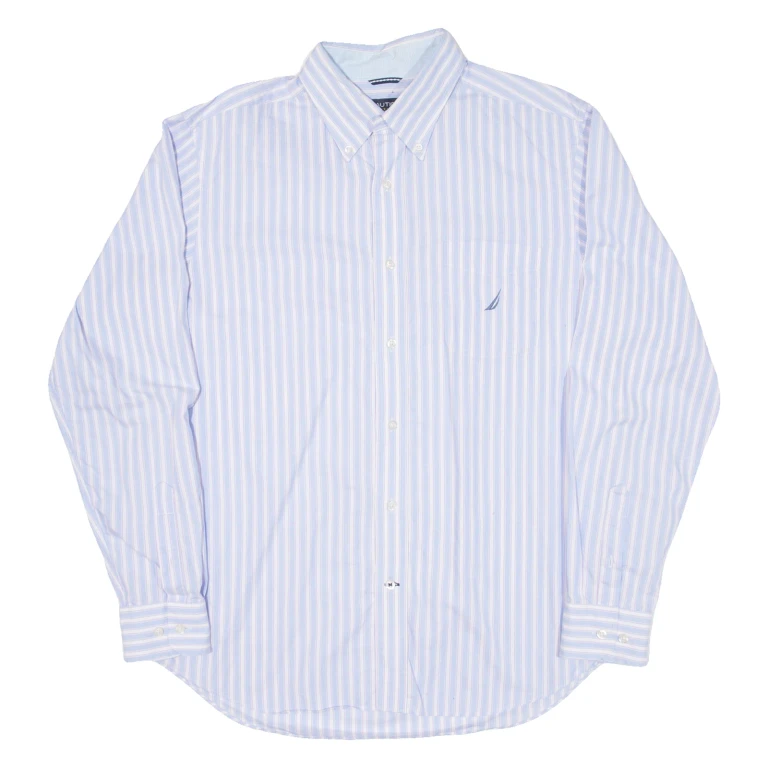 NAUTICA Mens Shirt Blue Striped Long Sleeve L