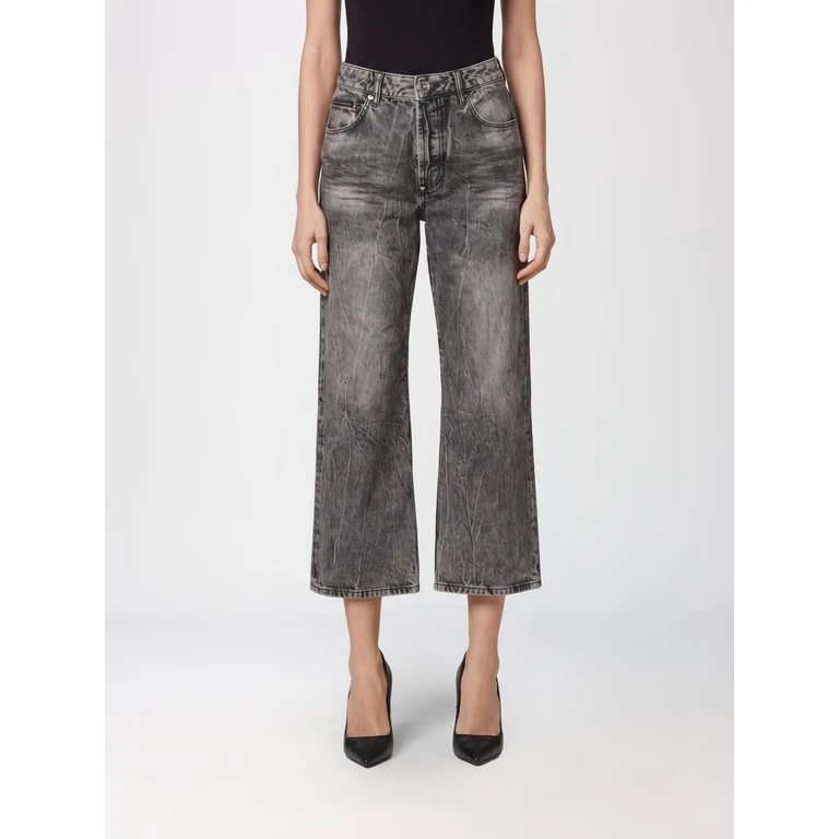 High-Waisted Wide Leg Cropped Stretch Denim Jeans (FAACWDT1689PDE004N10PW)